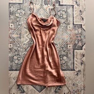 Express rose gold Satin Mini Dress